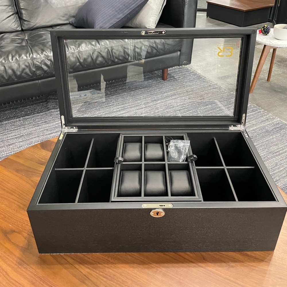 Ultimate Accessory Organizer: Premium Box for 8 Belts, 6 Watches, and Jewelry